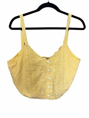 American Eagle Outfitters Yellow Eyelet Button-Front Cropped Camisole